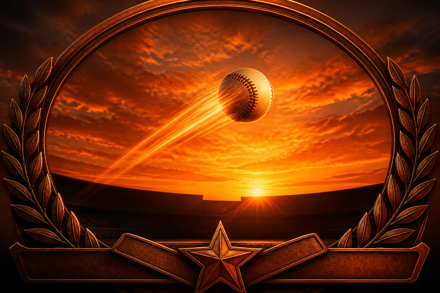 Award-style baseball home-run emblem, no athletes