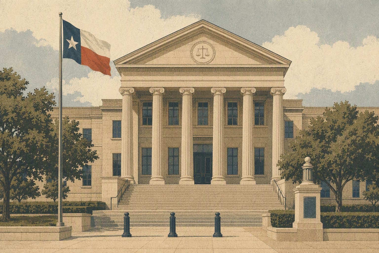 Frisco courthouse justice - illustration, Jake Team LLC