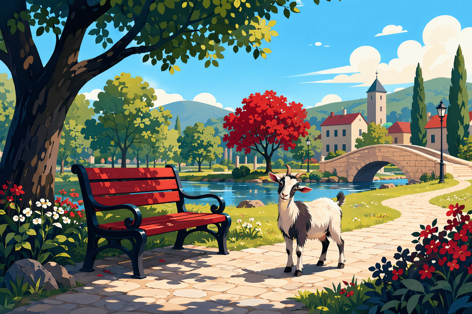 Officer and goat - illustration, Jake Team LLC