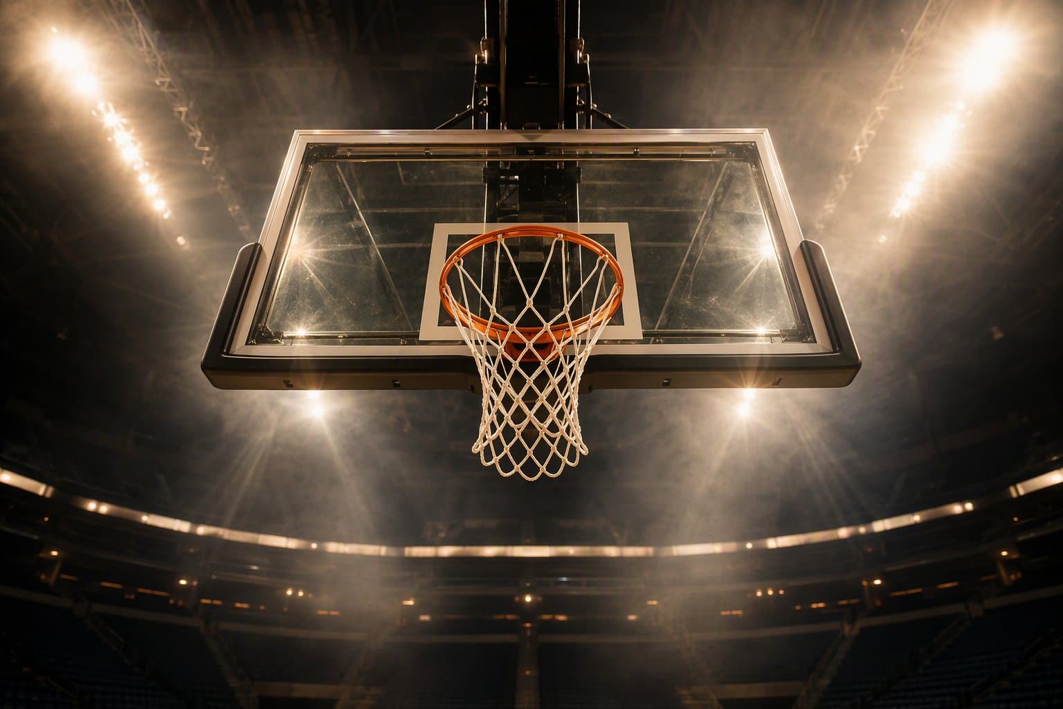 The rim and backboard from below - AI-generated illustration, Jake Team LLC