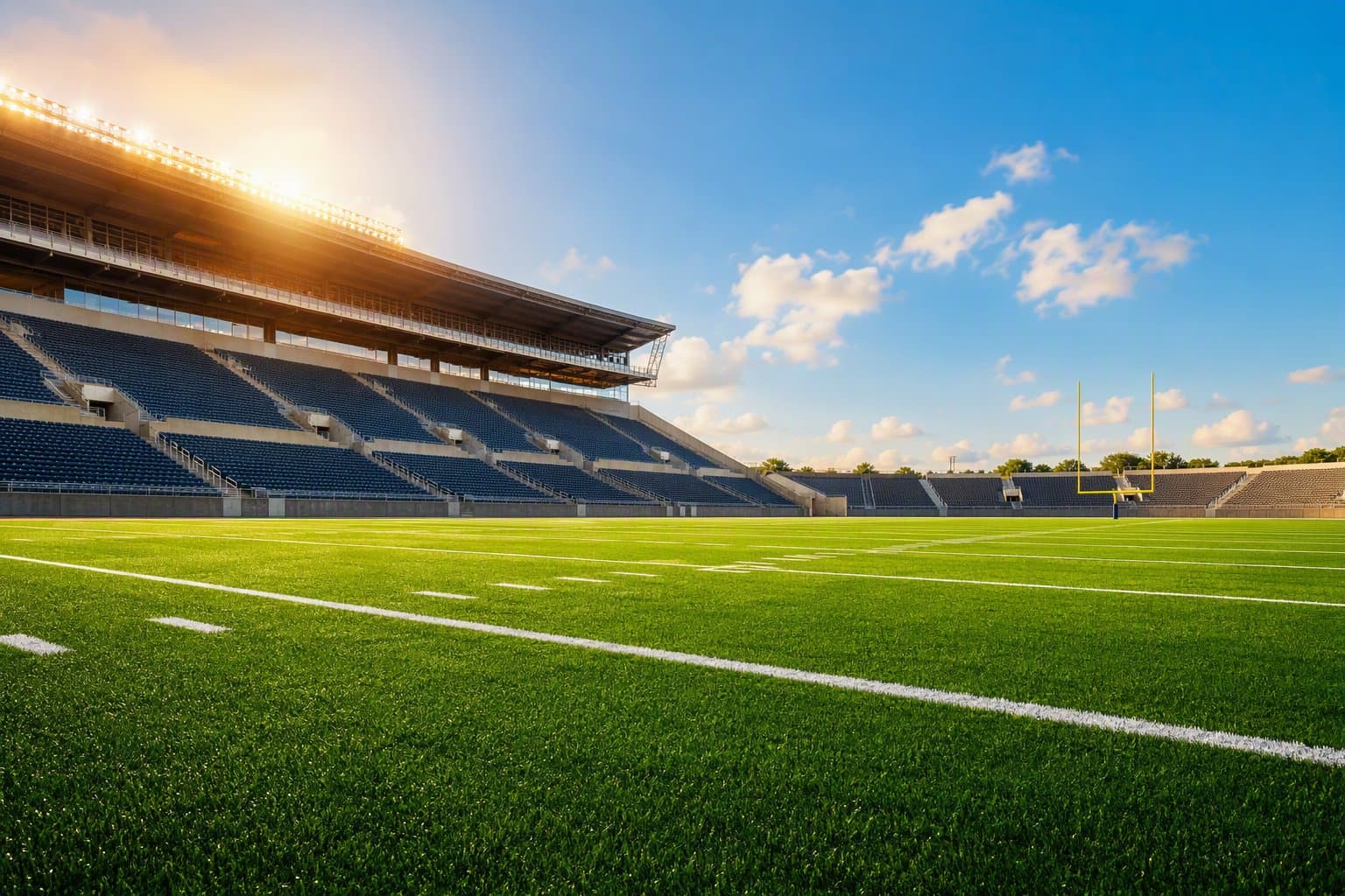 Sunlit stadium field - illustration, Jake Team LLC