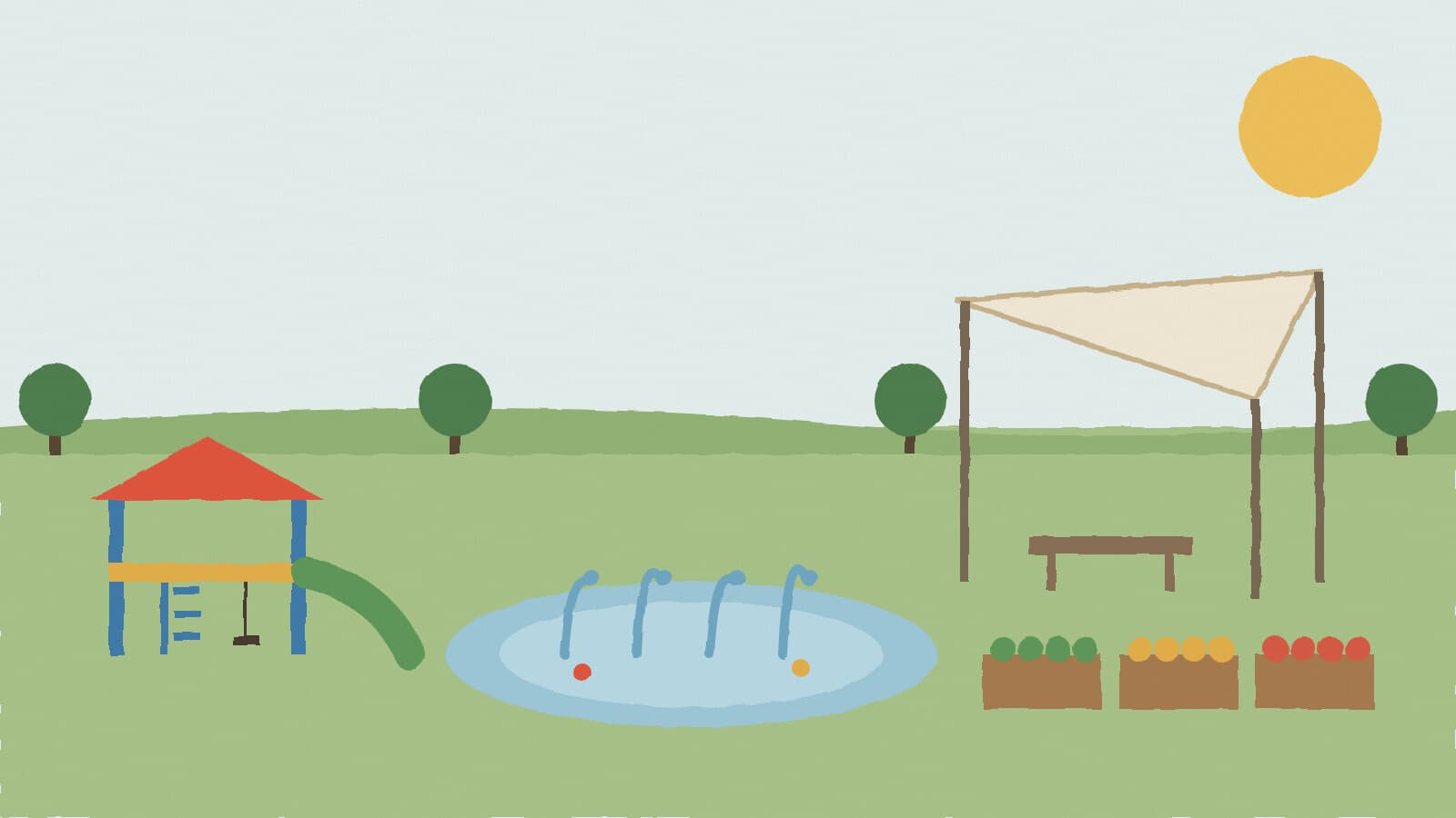 Park splash pad and playground - illustration, Jake Team LLC
