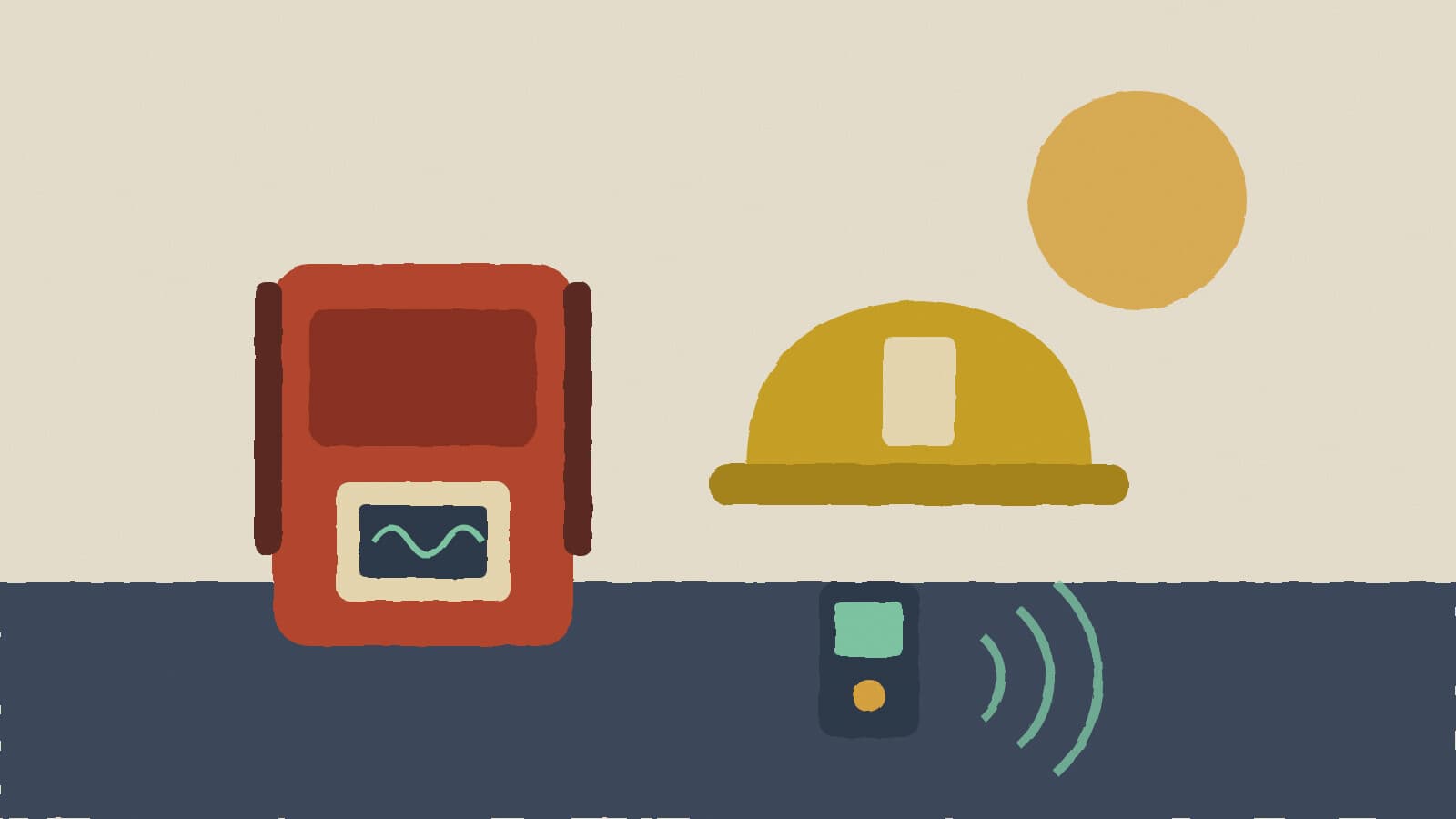 Firefighter gear and detector - illustration, Jake Team LLC