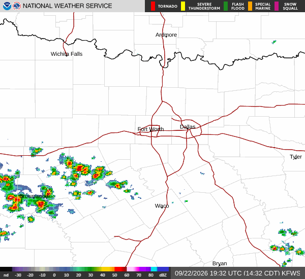 National Weather Service radar for North Texas (KFWS)