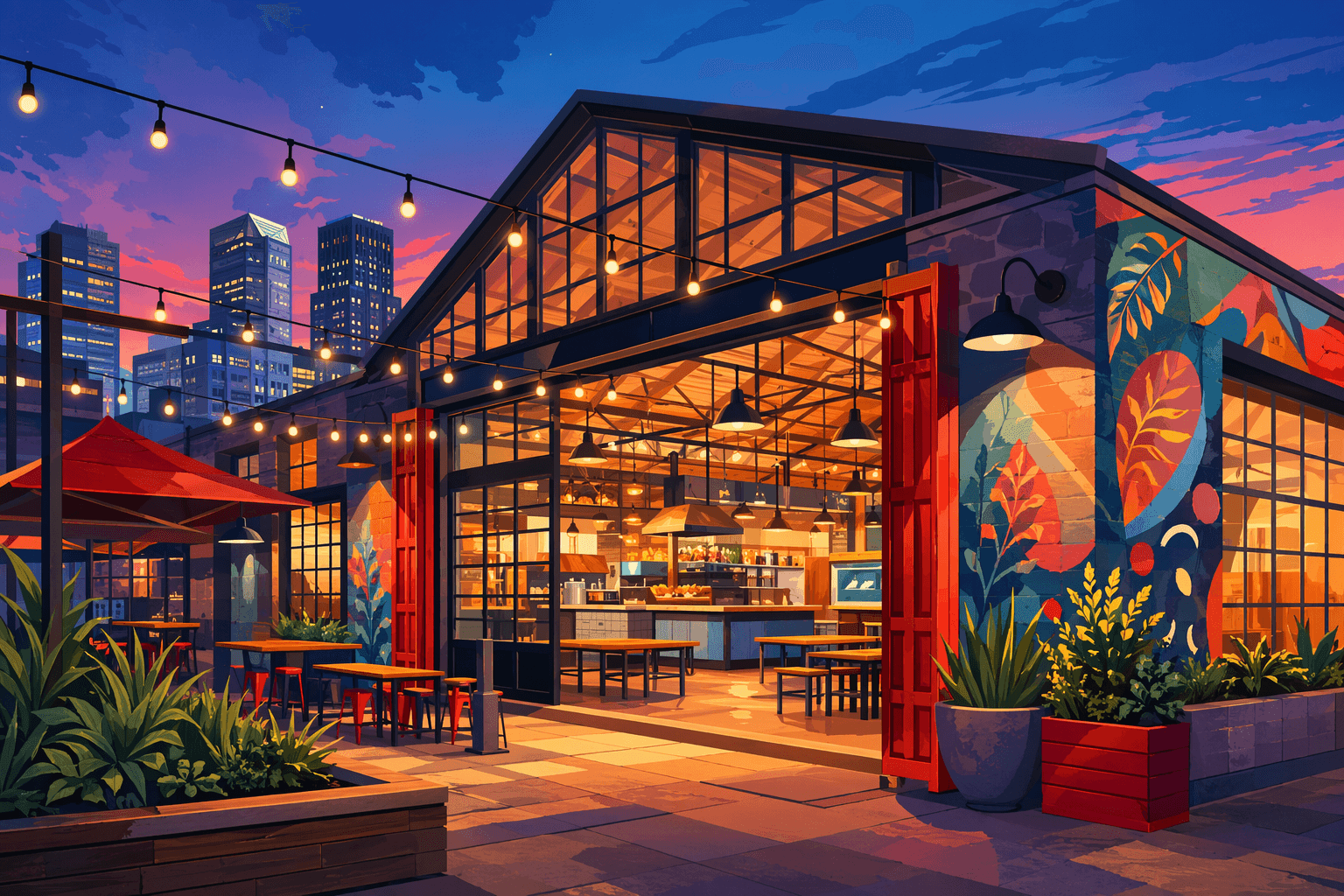 Food hall opening - illustration, Jake Team LLC